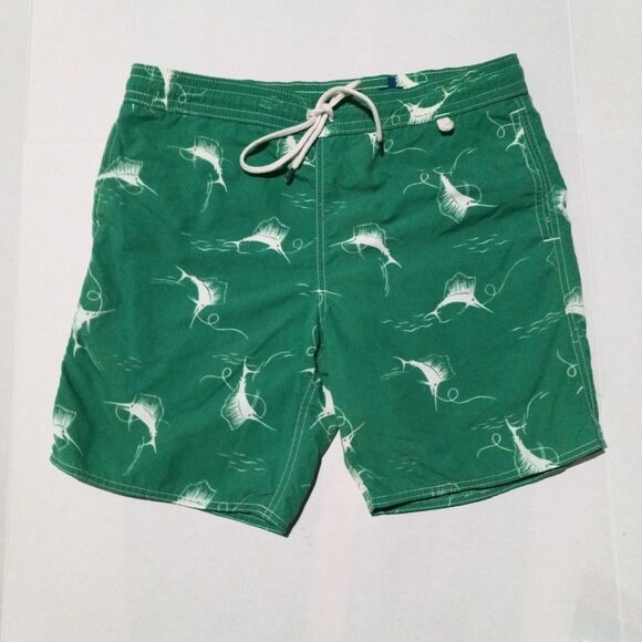 Polo Ralph Lauren Sailfish Swim Trunks-Large-AOP-Mesh Brief-Pocket-Elastic Waist - Picture 1 of 10